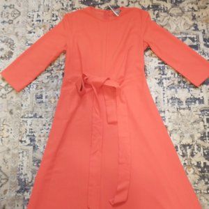 NWT ASOS Bright Orange Tie-Front Midi/Maxi Dress with 3/4 Sleeves - Sz US 2